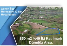 850 m2 %40 İki Kat İmarlı Dümdüz Arsa